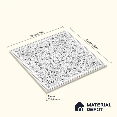 Moroccans Wall & Floor Tile TL 07247 Eternal Bloom 1 ft x 1 ft Ceramic Matte Finish - 9 mm | 2 mm Spacer is Mandatory | Suitable For Bathroom, Kitchen, Dining Area | Please Expect a Slight Variation of Pattern