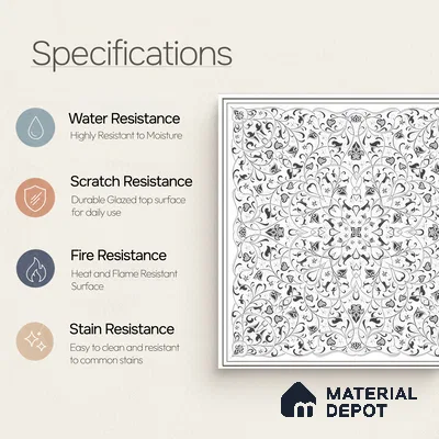 Moroccans Wall & Floor Tile TL 07247 Eternal Bloom 1 ft x 1 ft Ceramic Matte Finish - 9 mm | 2 mm Spacer is Mandatory | Suitable For Bathroom, Kitchen, Dining Area | Please Expect a Slight Variation of Pattern