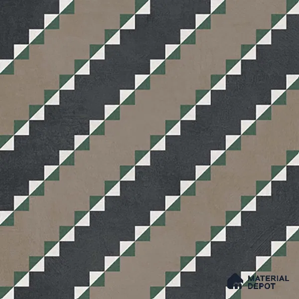 Moroccan Wall & Floor Tile TL 07258 Trend Black Decor 5001 200 mm x 200 mm Matte Finish Vitrified Tile - 8 mm | 4 Random Design | Suitable For living Room, Bedroom, Kitchen | Please Expect a Slight Variation of Pattern