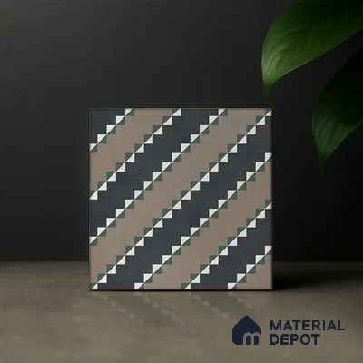 Moroccan Wall & Floor Tile TL 07258 Trend Black Decor 5001 200 mm x 200 mm Matte Finish Vitrified Tile - 8 mm | 4 Random Design | Suitable For living Room, Bedroom, Kitchen | Please Expect a Slight Variation of Pattern