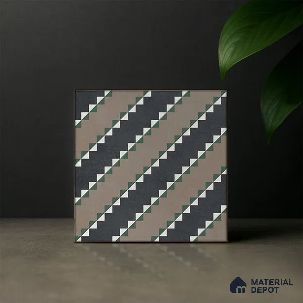 Moroccan Wall & Floor Tile TL 07258 Trend Black Decor 5001 200 mm x 200 mm Matte Finish Vitrified Tile - 8 mm | 4 Random Design | Suitable For living Room, Bedroom, Kitchen | Please Expect a Slight Variation of Pattern
