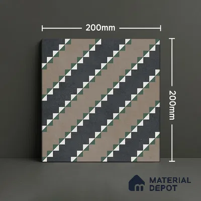 Moroccan Wall & Floor Tile TL 07258 Trend Black Decor 5001 200 mm x 200 mm Matte Finish Vitrified Tile - 8 mm | 4 Random Design | Suitable For living Room, Bedroom, Kitchen | Please Expect a Slight Variation of Pattern