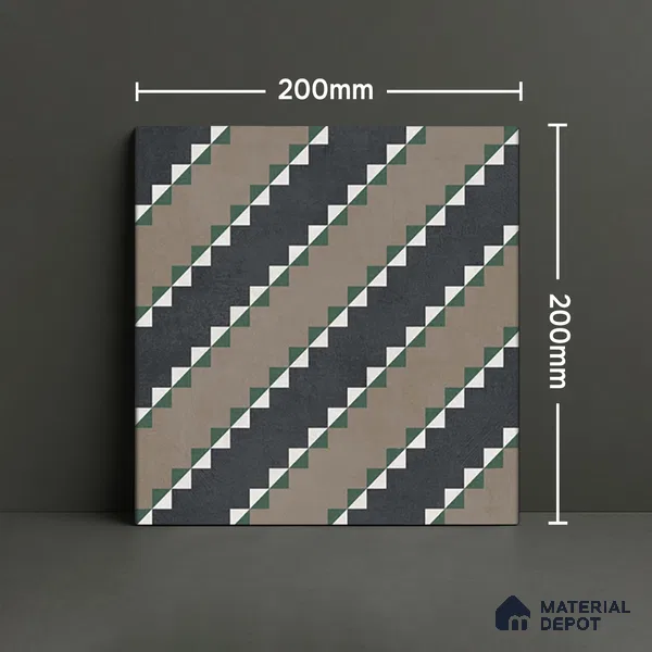 Moroccan Wall & Floor Tile TL 07258 Trend Black Decor 5001 200 mm x 200 mm Matte Finish Vitrified Tile - 8 mm | 4 Random Design | Suitable For living Room, Bedroom, Kitchen | Please Expect a Slight Variation of Pattern