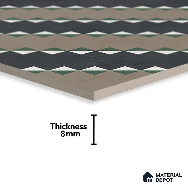 Moroccan Wall & Floor Tile TL 07258 Trend Black Decor 5001 200 mm x 200 mm Matte Finish Vitrified Tile - 8 mm | 4 Random Design | Suitable For living Room, Bedroom, Kitchen | Please Expect a Slight Variation of Pattern