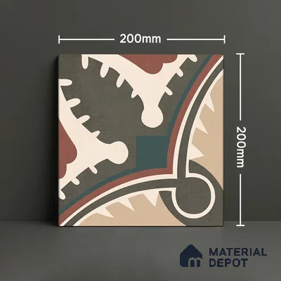 Moroccan Wall & Floor Tile TL 07260 Trend Cedar Decor 5003 200 mm x 200 mm Matte Finish Vitrified Tile - 8 mm | 4 Random Design | Suitable For living Room, Bedroom, Kitchen | Please Expect a Slight Variation of Pattern
