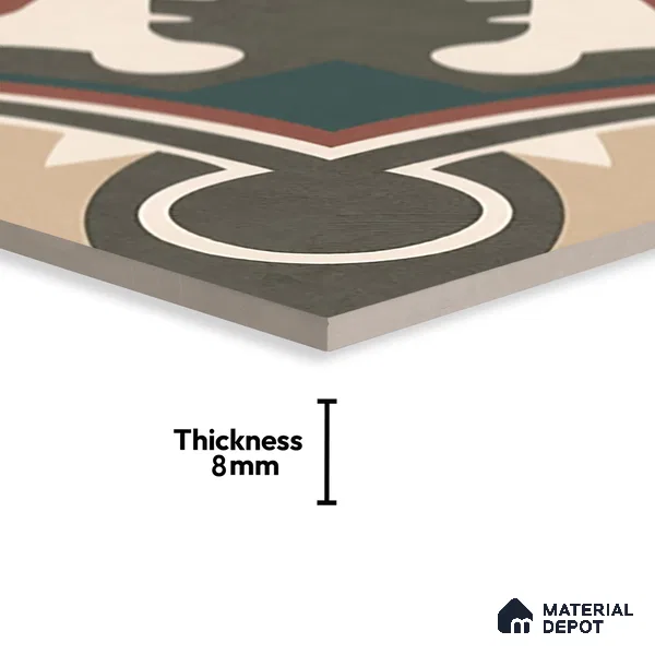 Moroccan Wall & Floor Tile TL 07260 Trend Cedar Decor 5003 200 mm x 200 mm Matte Finish Vitrified Tile - 8 mm | 4 Random Design | Suitable For living Room, Bedroom, Kitchen | Please Expect a Slight Variation of Pattern