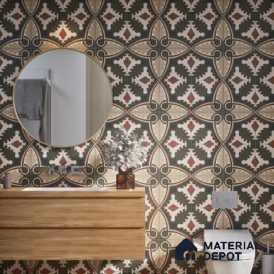 Moroccan Wall & Floor Tile TL 07260 Trend Cedar Decor 5003 200 mm x 200 mm Matte Finish Vitrified Tile - 8 mm | 4 Random Design | Suitable For living Room, Bedroom, Kitchen | Please Expect a Slight Variation of Pattern
