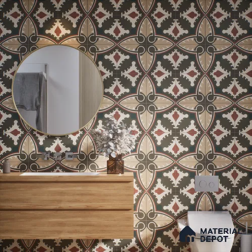 Moroccan Wall & Floor Tile TL 07260 Trend Cedar Decor 5003 200 mm x 200 mm Matte Finish Vitrified Tile - 8 mm | 4 Random Design | Suitable For living Room, Bedroom, Kitchen | Please Expect a Slight Variation of Pattern