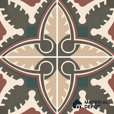 Moroccan Wall & Floor Tile TL 07260 Trend Cedar Decor 5003 200 mm x 200 mm Matte Finish Vitrified Tile - 8 mm | 4 Random Design | Suitable For living Room, Bedroom, Kitchen | Please Expect a Slight Variation of Pattern