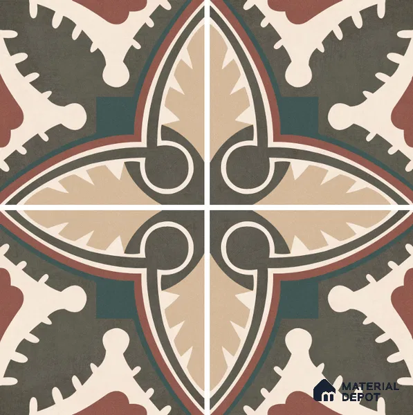 Moroccan Wall & Floor Tile TL 07260 Trend Cedar Decor 5003 200 mm x 200 mm Matte Finish Vitrified Tile - 8 mm | 4 Random Design | Suitable For living Room, Bedroom, Kitchen | Please Expect a Slight Variation of Pattern