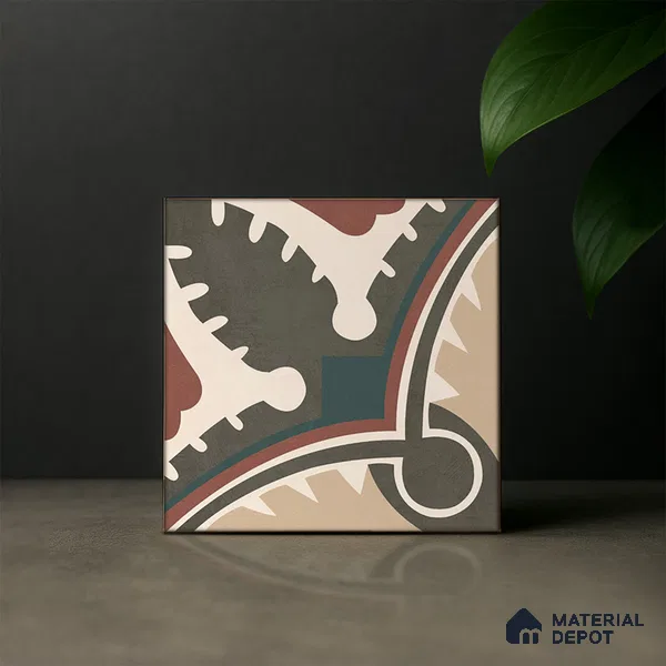 Moroccan Wall & Floor Tile TL 07260 Trend Cedar Decor 5003 200 mm x 200 mm Matte Finish Vitrified Tile - 8 mm | 4 Random Design | Suitable For living Room, Bedroom, Kitchen | Please Expect a Slight Variation of Pattern