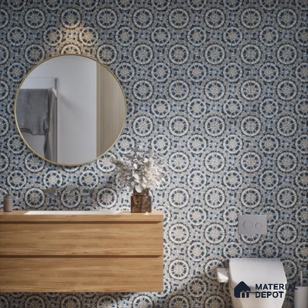 Moroccan Wall & Floor Tile TL 07262 Trend Concrete Decor 5013 200 mm x 200 mm Matte Finish Vitrified Tile - 8 mm | 4 Random Design | Suitable For living Room, Bedroom, Kitchen | Please Expect a Slight Variation of Pattern