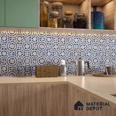 Moroccan Wall & Floor Tile TL 07262 Trend Concrete Decor 5013 200 mm x 200 mm Matte Finish Vitrified Tile - 8 mm | 4 Random Design | Suitable For living Room, Bedroom, Kitchen | Please Expect a Slight Variation of Pattern