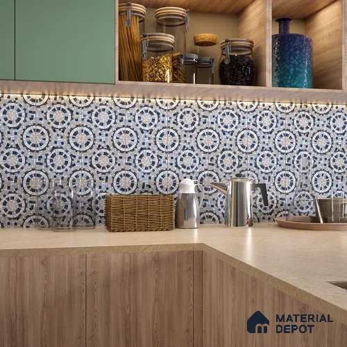 Moroccan Wall & Floor Tile TL 07262 Trend Concrete Decor 5013 200 mm x 200 mm Matte Finish Vitrified Tile - 8 mm | 4 Random Design | Suitable For living Room, Bedroom, Kitchen | Please Expect a Slight Variation of Pattern