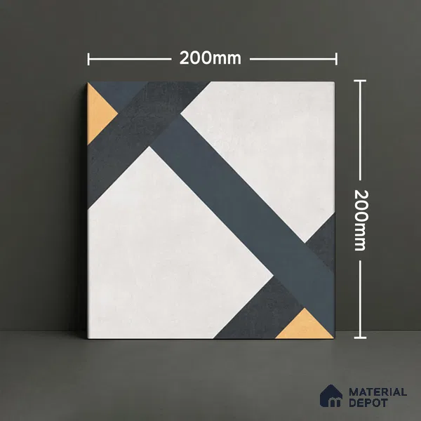 Moroccan Wall & Floor Tile TL 07263 Trend Concrete Decor 5014 200 mm x 200 mm Matte Finish Vitrified Tile - 8 mm | 4 Random Design | Suitable For Kitchen, Bathroom, Dining Area | Please Expect a Slight Variation of Pattern