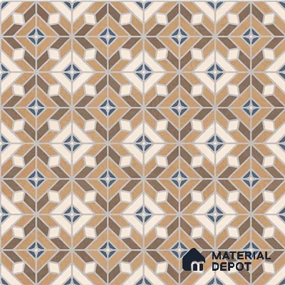 Moroccan Wall & Floor Tile TL 07264 Trend Gold Decor 5004 200 mm x 200 mm Matte Finish Vitrified Tile - 8 mm | 4 Random Design | Suitable For Kitchen, Bathroom, Dining Area | Please Expect a Slight Variation of Pattern