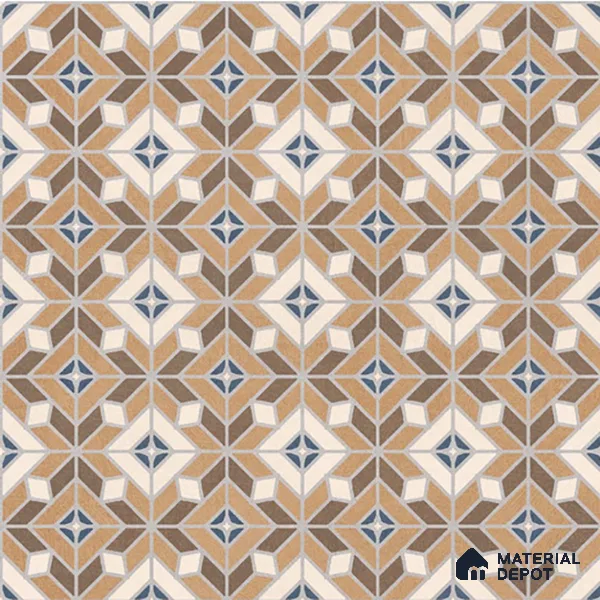 Moroccan Wall & Floor Tile TL 07264 Trend Gold Decor 5004 200 mm x 200 mm Matte Finish Vitrified Tile - 8 mm | 4 Random Design | Suitable For Kitchen, Bathroom, Dining Area | Please Expect a Slight Variation of Pattern