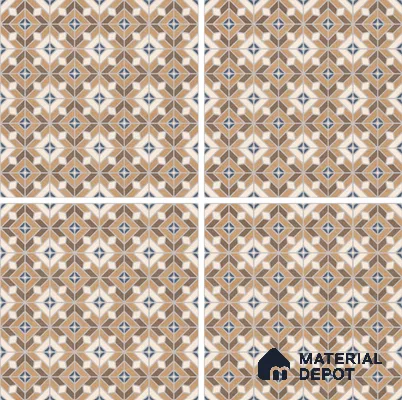 Moroccan Wall & Floor Tile TL 07264 Trend Gold Decor 5004 200 mm x 200 mm Matte Finish Vitrified Tile - 8 mm | 4 Random Design | Suitable For Kitchen, Bathroom, Dining Area | Please Expect a Slight Variation of Pattern