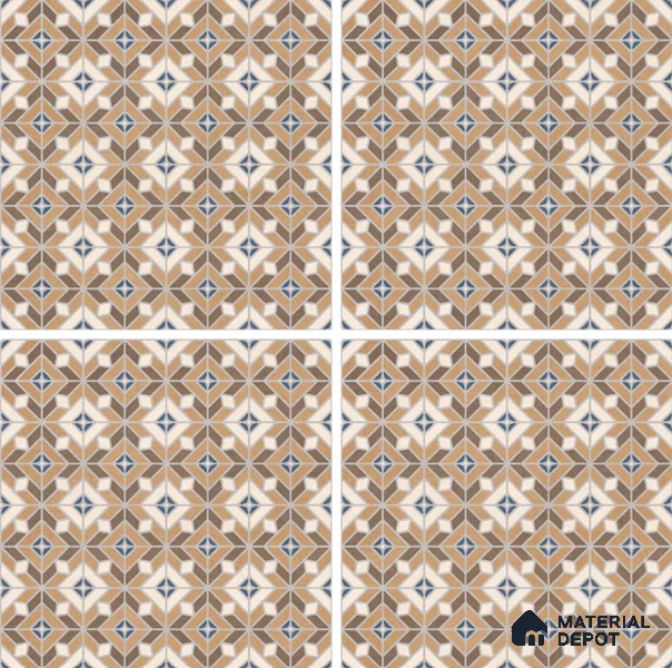 Moroccan Wall & Floor Tile TL 07264 Trend Gold Decor 5004 200 mm x 200 mm Matte Finish Vitrified Tile - 8 mm | 4 Random Design | Suitable For Kitchen, Bathroom, Dining Area | Please Expect a Slight Variation of Pattern