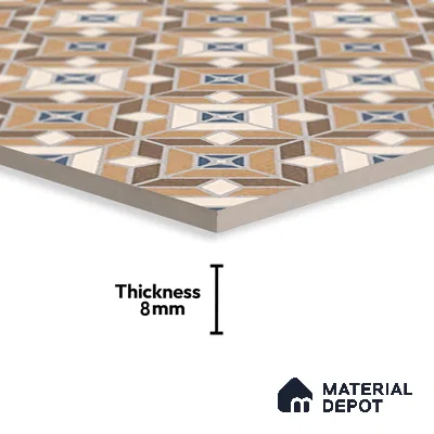 Moroccan Wall & Floor Tile TL 07264 Trend Gold Decor 5004 200 mm x 200 mm Matte Finish Vitrified Tile - 8 mm | 4 Random Design | Suitable For Kitchen, Bathroom, Dining Area | Please Expect a Slight Variation of Pattern