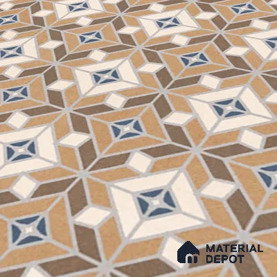 Moroccan Wall & Floor Tile TL 07264 Trend Gold Decor 5004 200 mm x 200 mm Matte Finish Vitrified Tile - 8 mm | 4 Random Design | Suitable For Kitchen, Bathroom, Dining Area | Please Expect a Slight Variation of Pattern