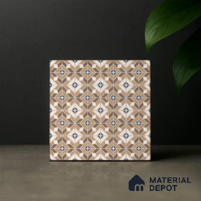 Moroccan Wall & Floor Tile TL 07264 Trend Gold Decor 5004 200 mm x 200 mm Matte Finish Vitrified Tile - 8 mm | 4 Random Design | Suitable For Kitchen, Bathroom, Dining Area | Please Expect a Slight Variation of Pattern
