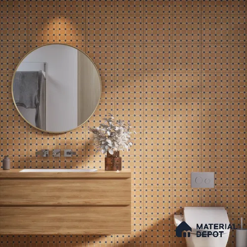 Moroccan Wall & Floor Tile TL 07265 Trend Gold Decor 6002 200 mm x 200 mm Matte Finish Vitrified Tile - 8 mm | 4 Random Design | Suitable For living Room, Bedroom, Kitchen | Please Expect a Slight Variation of Pattern