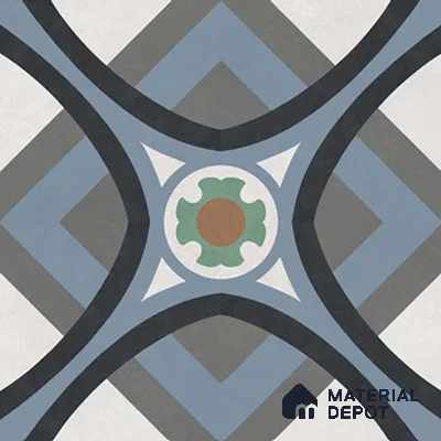 Moroccan Wall & Floor Tile TL 07266 Trend Grey Decor 5005 200 mm x 200 mm Matte Finish Vitrified Tile - 8 mm | 4 Random Design | Suitable For living Room, Bedroom, Kitchen | Please Expect a Slight Variation of Pattern