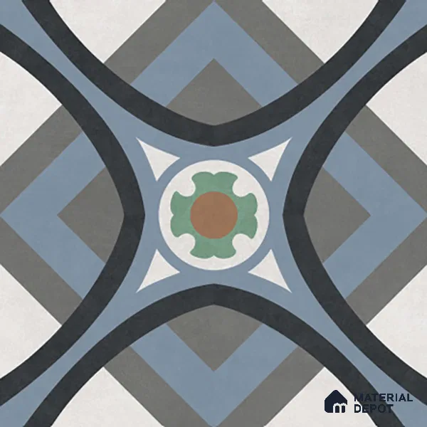 Moroccan Wall & Floor Tile TL 07266 Trend Grey Decor 5005 200 mm x 200 mm Matte Finish Vitrified Tile - 8 mm | 4 Random Design | Suitable For living Room, Bedroom, Kitchen | Please Expect a Slight Variation of Pattern