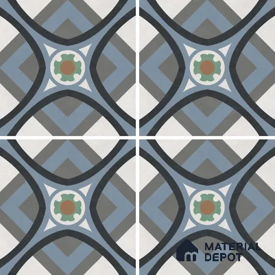 Moroccan Wall & Floor Tile TL 07266 Trend Grey Decor 5005 200 mm x 200 mm Matte Finish Vitrified Tile - 8 mm | 4 Random Design | Suitable For living Room, Bedroom, Kitchen | Please Expect a Slight Variation of Pattern