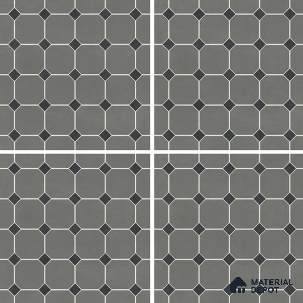 Moroccan Wall & Floor Tile TL 07267 Trend Grey Decor 6003 200 mm x 200 mm Matte Finish Vitrified Tile - 8 mm | 4 Random Design | Suitable For living Room, Bedroom, Kitchen | Please Expect a Slight Variation of Pattern