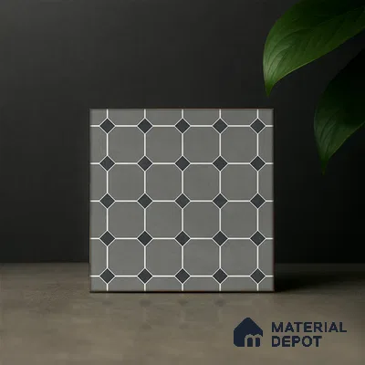 Moroccan Wall & Floor Tile TL 07267 Trend Grey Decor 6003 200 mm x 200 mm Matte Finish Vitrified Tile - 8 mm | 4 Random Design | Suitable For living Room, Bedroom, Kitchen | Please Expect a Slight Variation of Pattern