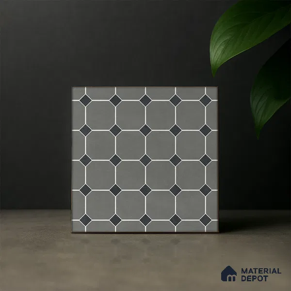 Moroccan Wall & Floor Tile TL 07267 Trend Grey Decor 6003 200 mm x 200 mm Matte Finish Vitrified Tile - 8 mm | 4 Random Design | Suitable For living Room, Bedroom, Kitchen | Please Expect a Slight Variation of Pattern