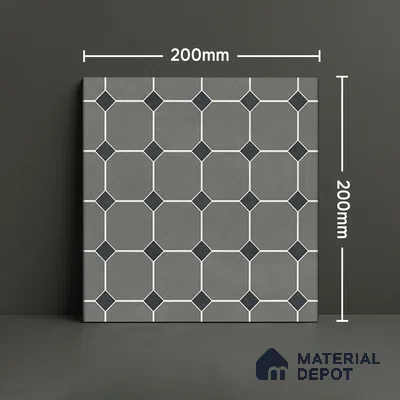 Moroccan Wall & Floor Tile TL 07267 Trend Grey Decor 6003 200 mm x 200 mm Matte Finish Vitrified Tile - 8 mm | 4 Random Design | Suitable For living Room, Bedroom, Kitchen | Please Expect a Slight Variation of Pattern