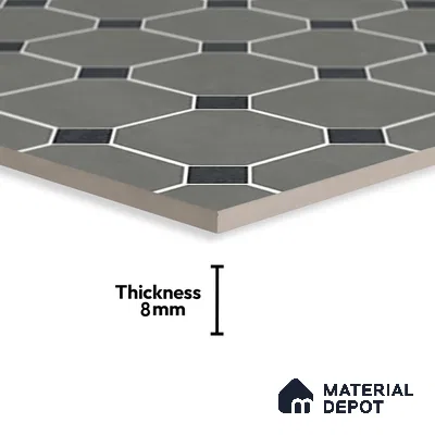 Moroccan Wall & Floor Tile TL 07267 Trend Grey Decor 6003 200 mm x 200 mm Matte Finish Vitrified Tile - 8 mm | 4 Random Design | Suitable For living Room, Bedroom, Kitchen | Please Expect a Slight Variation of Pattern