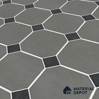 Moroccan Wall & Floor Tile TL 07267 Trend Grey Decor 6003 200 mm x 200 mm Matte Finish Vitrified Tile - 8 mm | 4 Random Design | Suitable For living Room, Bedroom, Kitchen | Please Expect a Slight Variation of Pattern