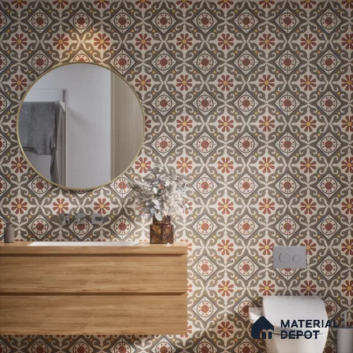Moroccan Wall & Floor Tile TL 07269 Trend Harvest Decor 5007 200 mm x 200 mm Matte Finish Vitrified Tile - 8 mm | 4 Random Design | Suitable For living Room, Bedroom, Kitchen | Please Expect a Slight Variation of Pattern