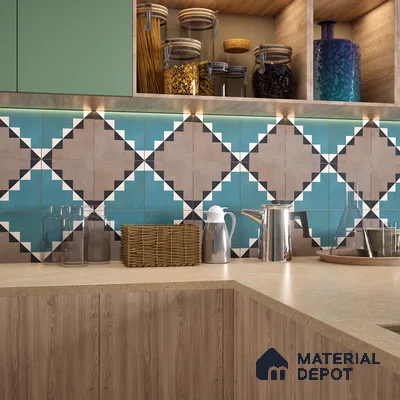 Moroccan Wall & Floor Tile TL 07270 Trend Late Decor 5008 200 mm x 200 mm Matte Finish Vitrified Tile - 8 mm | 4 Random Design | Suitable For living Room, Bedroom, Kitchen | Please Expect a Slight Variation of Pattern