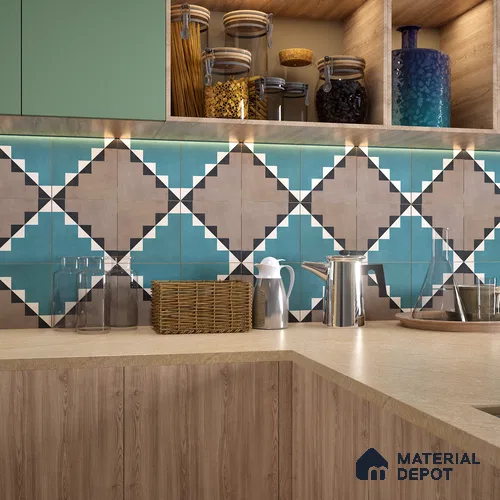 Moroccan Wall & Floor Tile TL 07270 Trend Late Decor 5008 200 mm x 200 mm Matte Finish Vitrified Tile - 8 mm | 4 Random Design | Suitable For living Room, Bedroom, Kitchen | Please Expect a Slight Variation of Pattern