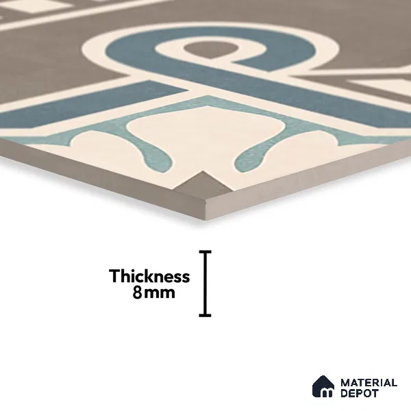 Moroccan Wall & Floor Tile TL 07271 Trend Late Decor 5009 200 mm x 200 mm Matte Finish Vitrified Tile - 8 mm | 4 Random Design | Suitable For living Room, Bedroom, Kitchen | Please Expect a Slight Variation of Pattern