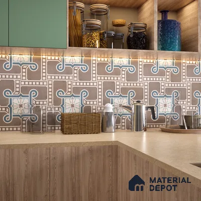 Moroccan Wall & Floor Tile TL 07271 Trend Late Decor 5009 200 mm x 200 mm Matte Finish Vitrified Tile - 8 mm | 4 Random Design | Suitable For living Room, Bedroom, Kitchen | Please Expect a Slight Variation of Pattern
