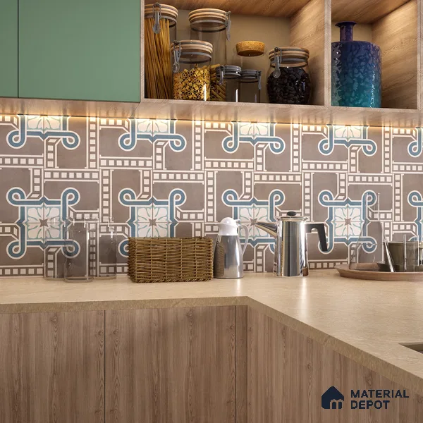 Moroccan Wall & Floor Tile TL 07271 Trend Late Decor 5009 200 mm x 200 mm Matte Finish Vitrified Tile - 8 mm | 4 Random Design | Suitable For living Room, Bedroom, Kitchen | Please Expect a Slight Variation of Pattern