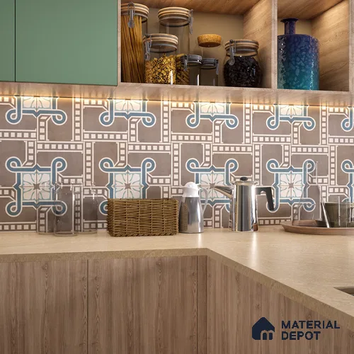 Moroccan Wall & Floor Tile TL 07271 Trend Late Decor 5009 200 mm x 200 mm Matte Finish Vitrified Tile - 8 mm | 4 Random Design | Suitable For living Room, Bedroom, Kitchen | Please Expect a Slight Variation of Pattern