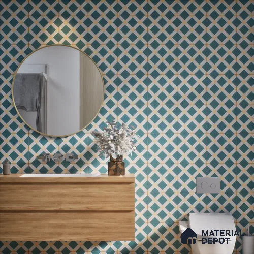 Moroccan Wall & Floor Tile TL 07272 Trend Mint Decor 5010 200 mm x 200 mm Matte Finish Vitrified Tile - 8 mm | 4 Random Design | Suitable For living Room, Bedroom, Kitchen | Please Expect a Slight Variation of Pattern