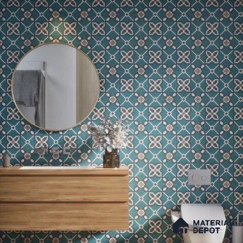 Moroccan Wall & Floor Tile TL 07273 Trend Mint Decor 5011 200 mm x 200 mm Matte Finish Vitrified Tile - 8 mm | 4 Random Design | Suitable For living Room, Bedroom, Kitchen | Please Expect a Slight Variation of Pattern
