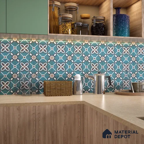 Moroccan Wall & Floor Tile TL 07273 Trend Mint Decor 5011 200 mm x 200 mm Matte Finish Vitrified Tile - 8 mm | 4 Random Design | Suitable For living Room, Bedroom, Kitchen | Please Expect a Slight Variation of Pattern