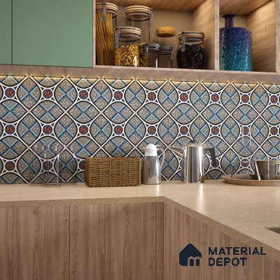 Moroccan Wall & Floor Tile TL 07274 Trend Moon Grey Decor 5012 200 mm x 200 mm Matte Finish Vitrified Tile - 8 mm | 4 Random Design | Suitable For living Room, Bedroom, Kitchen | Please Expect a Slight Variation of Pattern