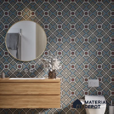 Moroccan Wall & Floor Tile TL 07274 Trend Moon Grey Decor 5012 200 mm x 200 mm Matte Finish Vitrified Tile - 8 mm | 4 Random Design | Suitable For living Room, Bedroom, Kitchen | Please Expect a Slight Variation of Pattern