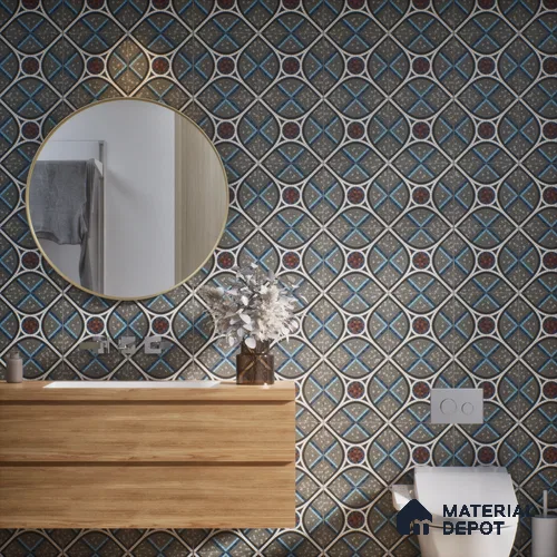 Moroccan Wall & Floor Tile TL 07274 Trend Moon Grey Decor 5012 200 mm x 200 mm Matte Finish Vitrified Tile - 8 mm | 4 Random Design | Suitable For living Room, Bedroom, Kitchen | Please Expect a Slight Variation of Pattern