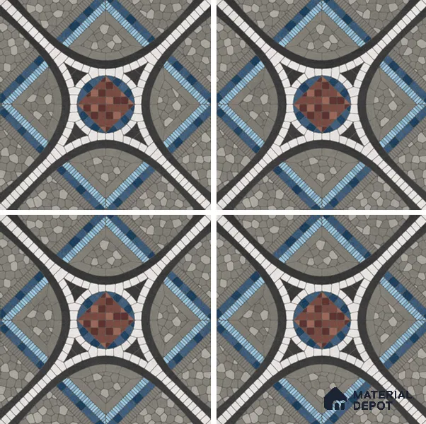 Moroccan Wall & Floor Tile TL 07274 Trend Moon Grey Decor 5012 200 mm x 200 mm Matte Finish Vitrified Tile - 8 mm | 4 Random Design | Suitable For living Room, Bedroom, Kitchen | Please Expect a Slight Variation of Pattern